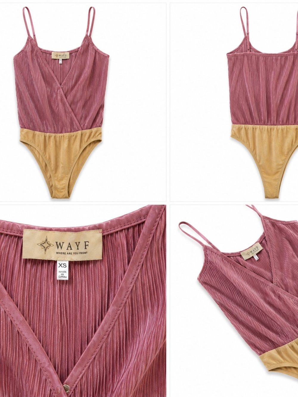 Wayf Two-Tone Dusty Rose and Tan Bodysuit